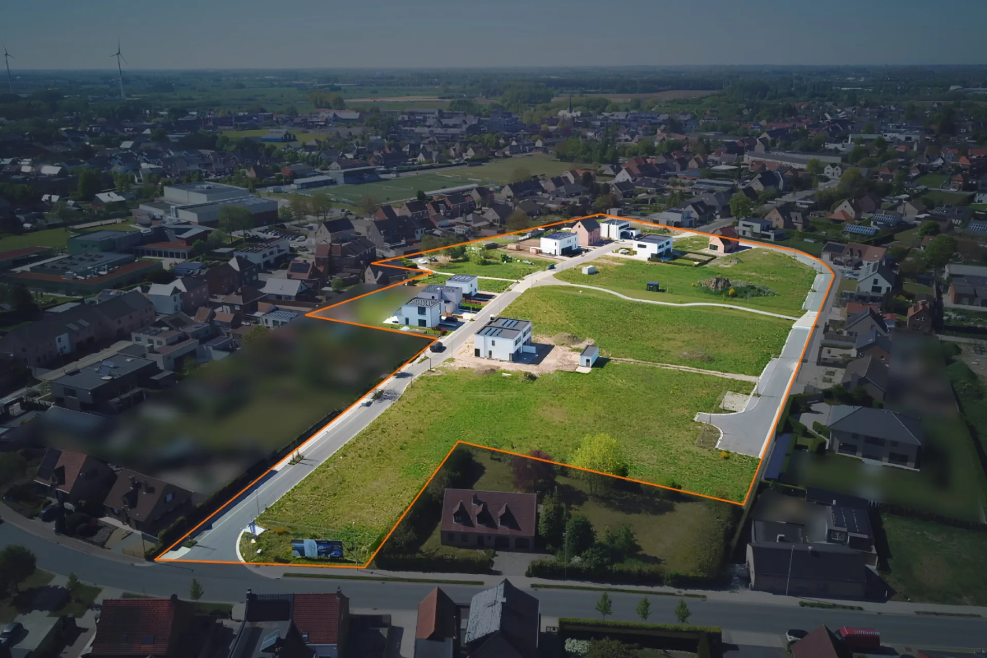 Verkaveling in Zulte, vanuit de lucht